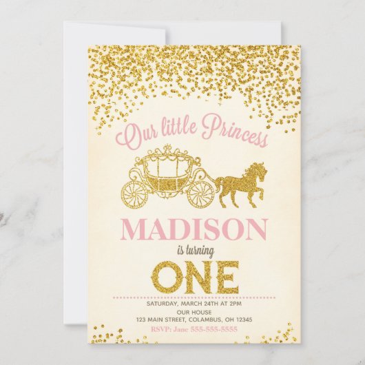 Princesse 1er anniversaire Invitation / Parties sc (Devant)