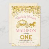 Princesse 1er anniversaire Invitation / Parties sc (Devant / Derrière)