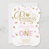 Princesse 1er Anniversaire Invitation Pink Gold In (Devant)