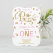 Princesse 1er Anniversaire Invitation Pink Gold In (Debout devant)