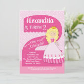 Princesse 2e anniversaire Invitation Blonde Girl (Debout devant)