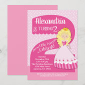 Princesse 2e anniversaire Invitation Blonde Girl (Devant / Derrière)