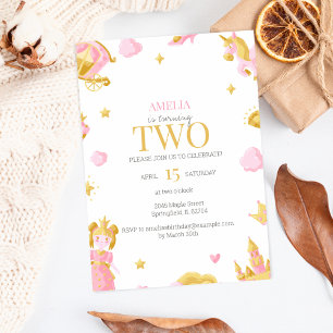 Princesse 2e Invitation anniversaire - Rose & Or