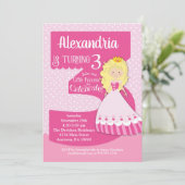 Princesse 3e anniversaire Invitation Blonde Girl (Debout devant)