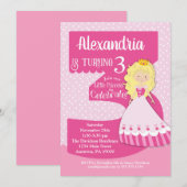 Princesse 3e anniversaire Invitation Blonde Girl (Devant / Derrière)