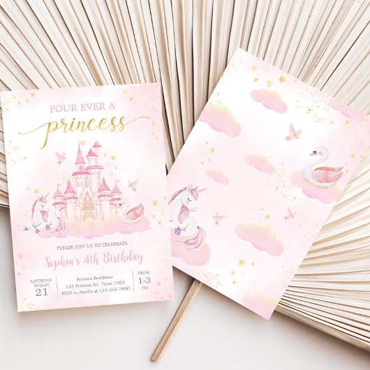 Princesse 4e anniversaire Invitation