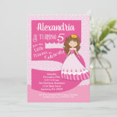 Princesse 5e anniversaire Invitation Brunette Girl (Debout devant)