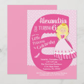 Princesse 6e anniversaire Invitation Blonde Girl (Devant / Derrière)