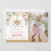 Princesse Anniversaire Invitation Or Princesse Cou (Devant)