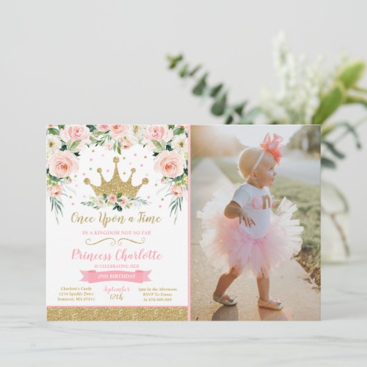 Princesse Anniversaire Invitation Or Princesse Cou (Debout devant)