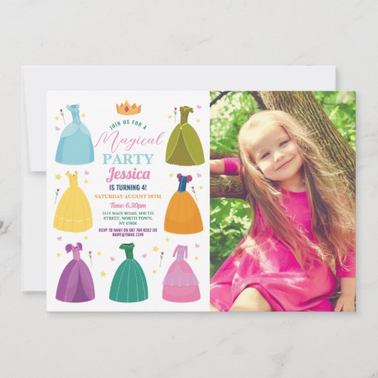 Princesse Anniversaire Invitation Party Filles Pho (Devant)