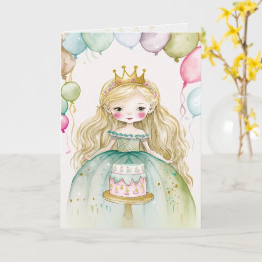 Princesse, Anniversaire, Petite Carte Graphique (Fleur jaune)