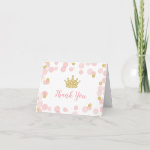 Princesse Anniversaire rose et or Carte de remerci