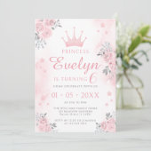 princesse argent rose invitation fille d'anniversa (Debout devant)