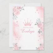 princesse argent rose invitation fille d'anniversa (Dos)