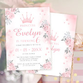 princesse argent rose invitation fille d'anniversa