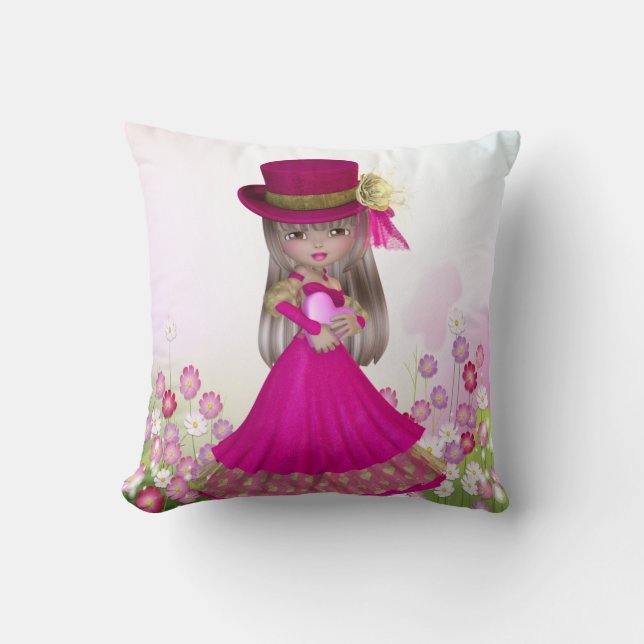 Princesse assez blonde Girl Holding un coussin de (Recto)