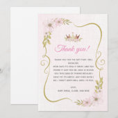 Princesse Baby shower Carte de remerciements (Devant / Derrière)