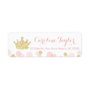 Princesse Baby shower  Étiquette de adresse or ros