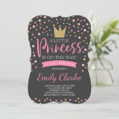 Princesse Baby shower Invitation Douche en or rose (Debout devant)