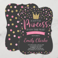 Princesse Baby shower Invitation Douche en or rose