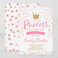 Princesse Baby shower Invitation Douche en or rose