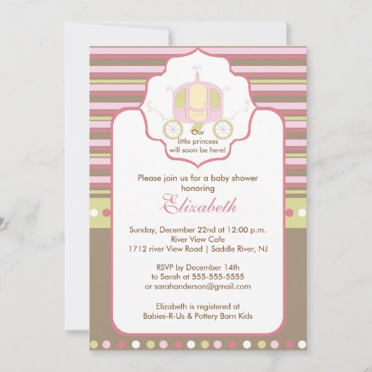 Princesse Baby shower Invitation Jolie transport (Devant)