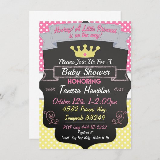 Princesse Baby Shower Invitations (Devant / Derrière)