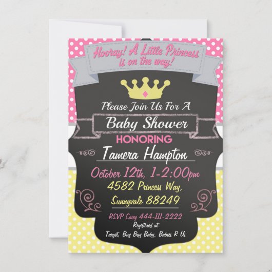 Princesse Baby Shower Invitations (Devant)