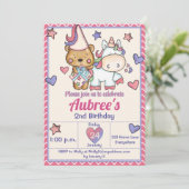 Princesse Bear et Unicorn Invitation d'anniversair (Debout devant)