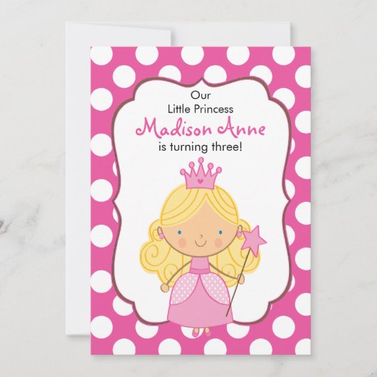 Princesse Birthday Invitation Blonde de point de (Devant)