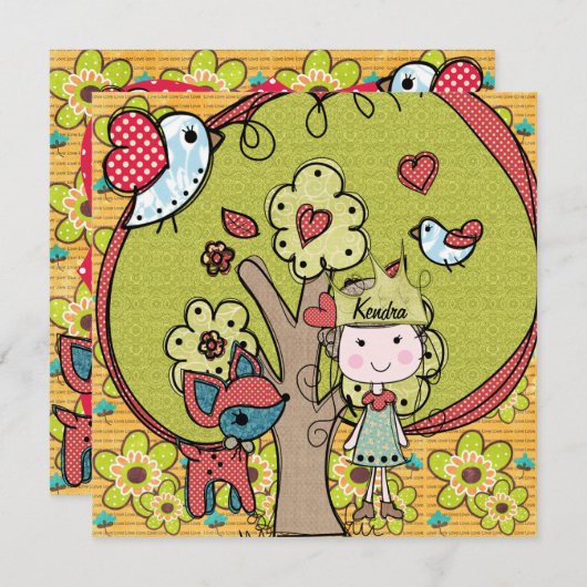 Princesse Birthday Invitation de nature (Devant / Derrière)