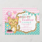 Princesse Birthday Patte-ty Invitation de Kitty de (Devant / Derrière)