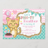 Princesse Birthday Patte-ty Invitation de Kitty de