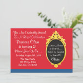 Princesse bleue rouge Party Invitation (Debout devant)