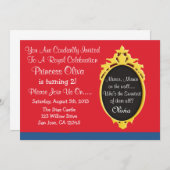 Princesse bleue rouge Party Invitation (Devant / Derrière)