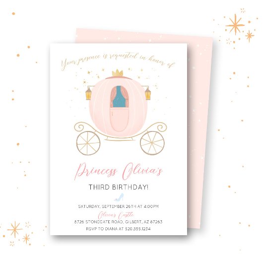 Princesse Carriage Girl Anniversaire Invitation