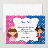 Princesse carte de remerciements - garçon de (Devant / Derrière)