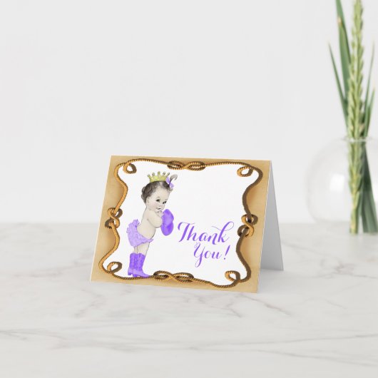 Princesse Cowgirl violette Baby shower Merci (Devant)