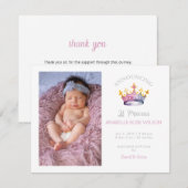 Princesse Crown Girl Faire-part de naissance photo (Devant / Derrière)
