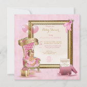 Princesse Crown Gold Pink de faire-part de baby (Devant)