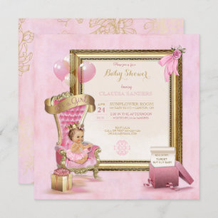 Princesse Crown Gold Pink de faire-part de baby