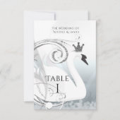 Princesse cygne Numéro de table élégant argent et (Devant)