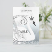 Princesse cygne Numéro de table élégant argent et (Debout devant)