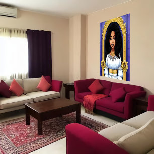 Princesse d'Afrique noire AI Art Poster