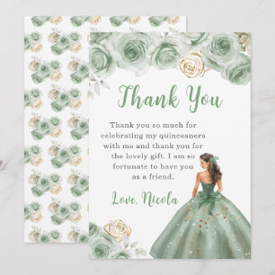 Princesse dans un Merci de Quinceanera Vert Sage