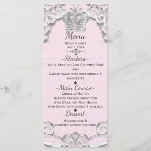 Princesse de conte de fées rose vintage Menu
