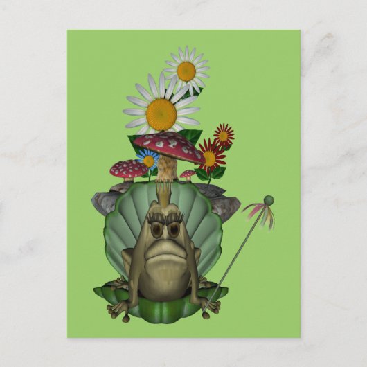 Princesse De Grenouille Sur Carte Postale Trone Cu (Devant)