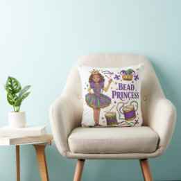 Princesse de perles - Coussin de jet de Mardi Gras