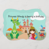 Princesse Dragon et invitation d'anniversaire de (Devant / Derrière)